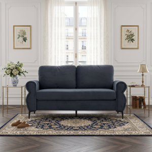 Sofá 2 plazas desmontable gris oscuro fundas extraíbles patas altas