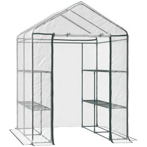 Invernadero transparente PVC y acero transparente y verde 143x143x195cm