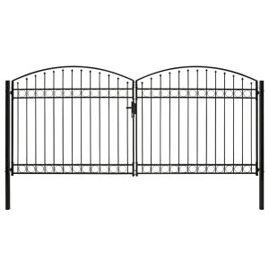 vidaXL cancela de valla doble puerta con arco 400x200 cm acero negro