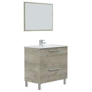Mueble de baño luis 1 cajón 1 puerta, espejo y con lavabo, color alaska