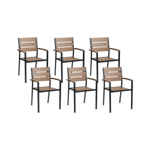 Conjunto de 6 sillas de jardín vernio marrón/negro