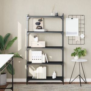 Librería de 5 estantes madera de ingeniería negro 80x30x154 cm