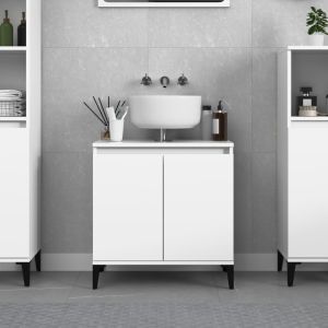 Armario para lavabo madera contrachapada blanco 58x33x60 cm(sin lavabo)