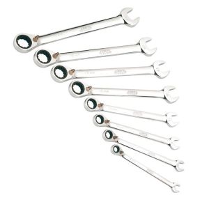 Juego de 8 llaves combinadas con carraca de 12 caras de 8 a 19 mm - sam out