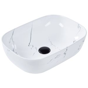 Lavabo sobre encimera hopi 47 x 34 cm cerámica mármol blanco