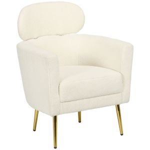 Sillón de salón 71x65x90 cm poliéster, metal color beige Homcom