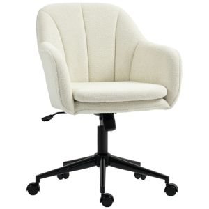 Silla de oficina giratoria tela beige con respaldo curvo y altura regulable