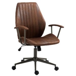 Silla de oficina retro - polipiel cognac - 1 ud.