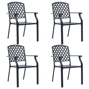 vidaXL sillas de jardín 4 unidades diseño de malla acero negro