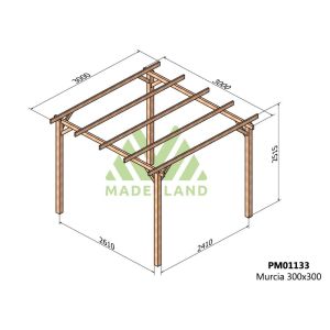 Pérgola de madera maciza - murcia 300x300cm (maderland)