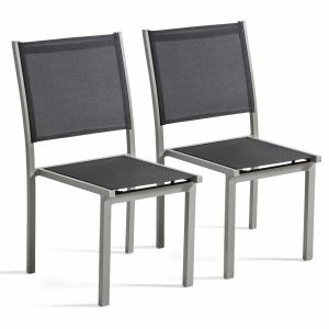 Oviala - conjunto de 2 sillas de jardín de aluminio y textileno
