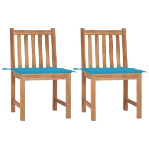 vidaXL sillas de jardín 2 unidades madera maciza de teca con cojines
