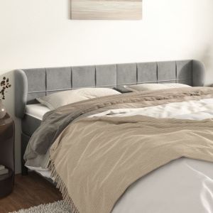 Cabecero de terciopelo gris claro 183x23x78/88 cm eso8699