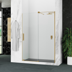 Mampara ducha frontal corredera | 8mm transparente | perfil oro 110cm