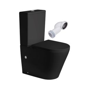 Wc inodoro completo redondo negro mate tanque bajo con cisterna