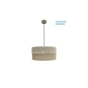 CoLGante ekaterina 2xE27 cuero/saco regx50x50 cm con pasamaneria