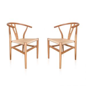 Pack 2 sillas de comedor 56x52 cm kioto natural claro