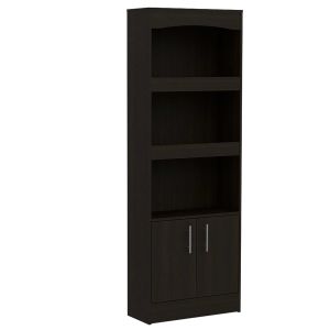 Tuhome biblioteca durango, tres estantes, gabinete con doble puerta, negro.