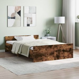 Cama con cabecero piecero roble ahumado 120x200cm