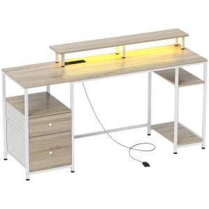 Mesa de ordenador 155.5x48x88.5 cm color marrón Homcom