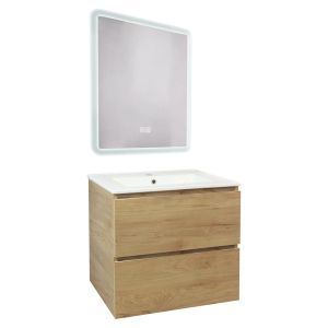 Mueble de baño trendy - 60 cm - madera - 2 cajones - espejo athena