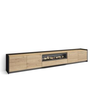 Mueble tv, 310x37x50cm, chimenea eléctrica, LED rf4870