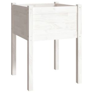 vidaXL jardinera de madera maciza de pino blanco 50x50x70 cm