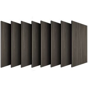 Tectake 8 paneles acústicos mdf madera, absorción sonido, roble gris