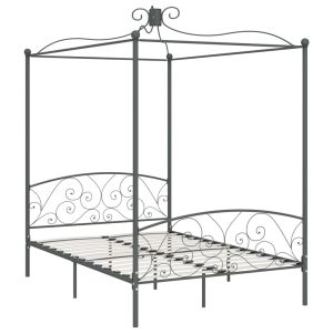 vidaXL estructura cama con dosel sin colchón metal gris 140x200 cm
