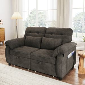 Sofá cama 3 en 1 chenilla gris 2 plazas con usb