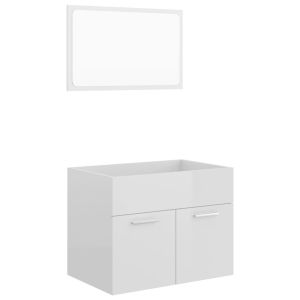 vidaXL set muebles de baño 2 piezas madera contrachapada blanco brillo