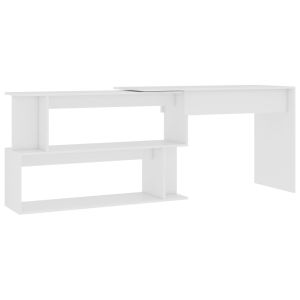 vidaXL escritorio de esquina madera contrachapada blanco 200x50x76 cm