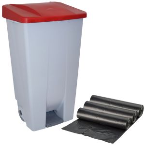 Wellhome contenedor selectivo rojo 120l + 3 bolsas de basuras de 10 un