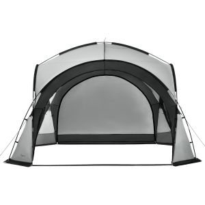 Cenador de jardín con iluminación LED grästorp 345x345x247 cm gris oscuro