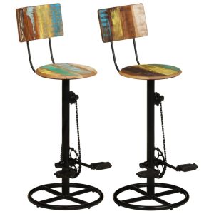 vidaXL taburetes de cocina 2 unidades madera maciza reciclada
