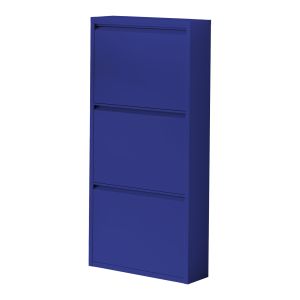 Zapatero sokndal con 3 puertas 104x50x15 cm metal - azul noche [en.casa]