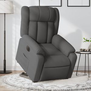 Sillón eléctrico reclinable elevable de tela gris oscuro qweo3890