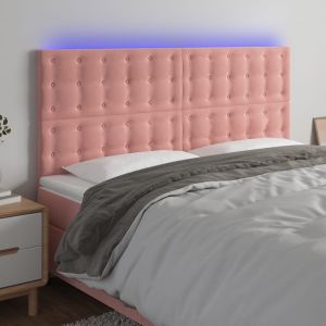 Cabecero con luces LED terciopelo rosa 200x5x118/128 cm eso2504