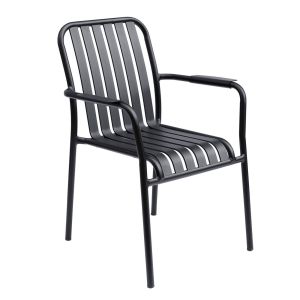 Oviala - silla de terraza de aluminio negro con reposabrazos