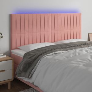 Cabecero con luces LED terciopelo rosa 160x5x118/128 cm eso2396