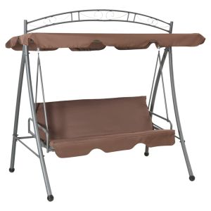 vidaXL banco columpio convertible de exterior con dosel color café