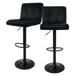 Juego de 2x taburetes de bar negro sillas con respaldo asientos regulables