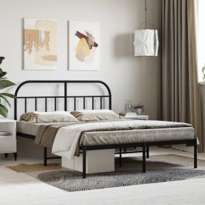 Cama 135x190 cm con cabecero metal negro