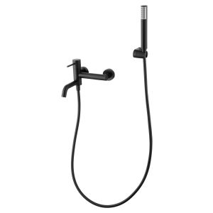 Grifería de bañera con mango de ducha monza–negro mate–caño retráctil