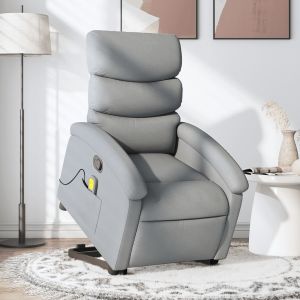 Sillón de masaje reclinable de pie de tela gris claro qweo7337