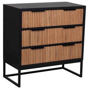 Cómoda de 3 cajones madera y metal 80x39,5x81h cm