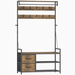 Perchero zapatero 100x40x180 cm color marrón Homcom