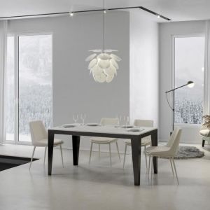 Mesa extensible rectangular - blanco/antracita - 90x160/420 cm