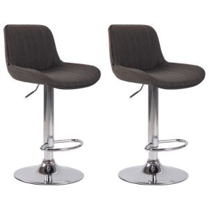 Taburetes de bar ajustables gris 2 uds - tela - metal
