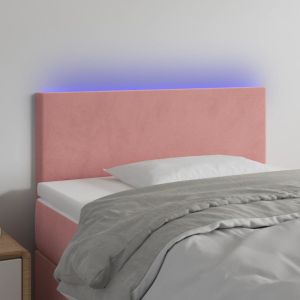 Cabecero con LED de terciopelo rosa 100x5x78/88 cm eso9428